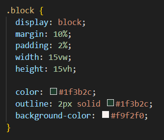 CSS code showing display:block