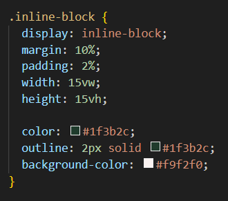 CSS code showing display:block