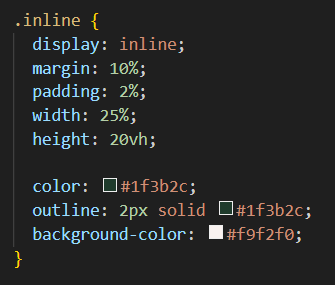 CSS code showing display:block